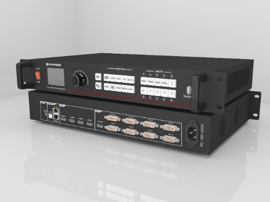 上海靈信VX-6視頻處理器4個(gè)HDMI通道4K超高清輸入，可以實(shí)現(xiàn)超大屏點(diǎn)對(duì)點(diǎn)顯示